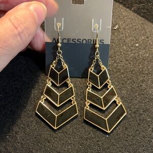 Gold and Black Geometric Earrings